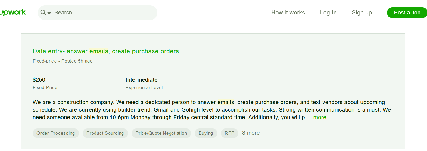 legitimate email processing jobs on Upwork.com