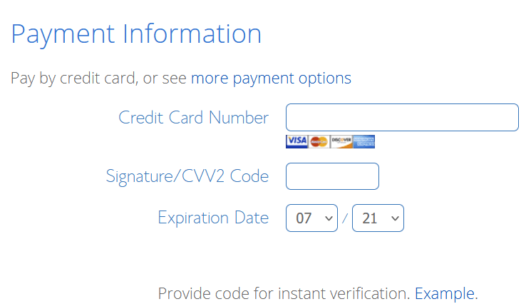 bluehost hosting payment page