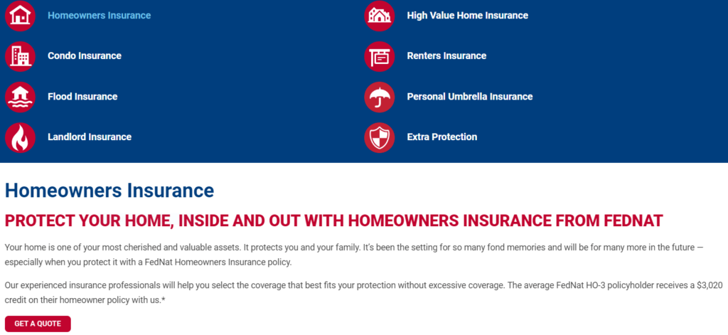 fednat insurance company products homepage