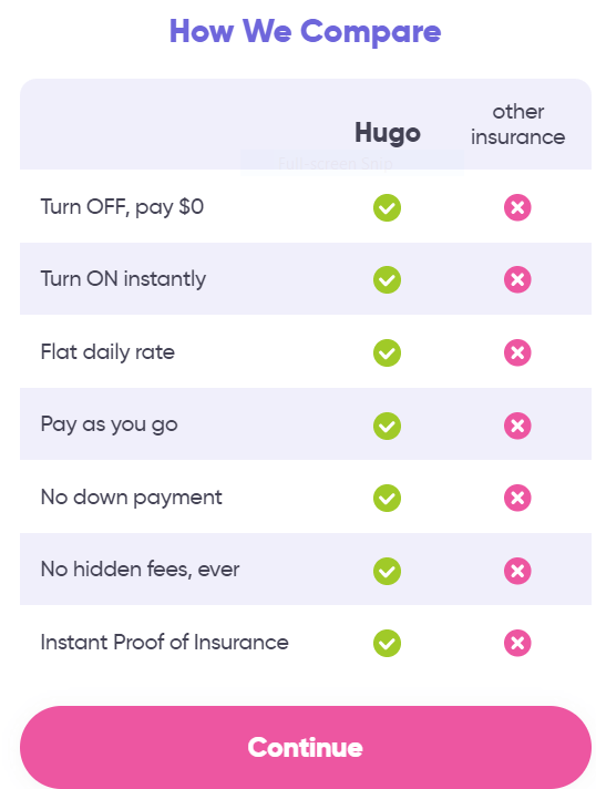 Hugo insurance home page