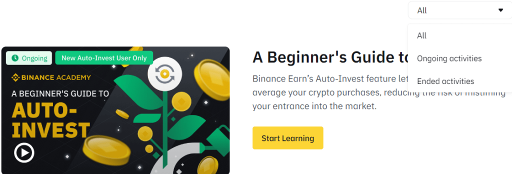Binance learn and earn crypto page