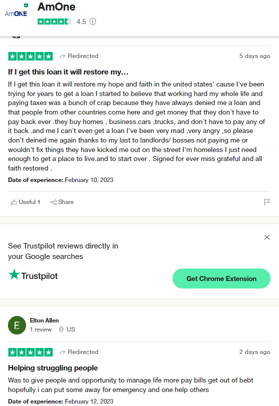 Amone loan reviews on trustpilot