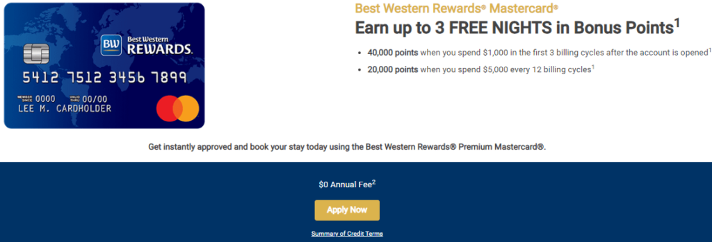 Best western rewards mastercard application page