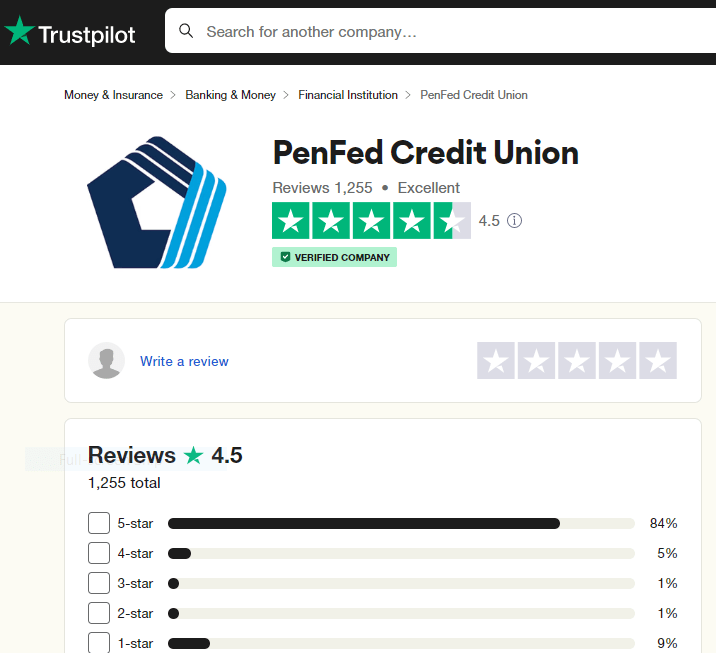 Penfed heloc review on Trustpilot