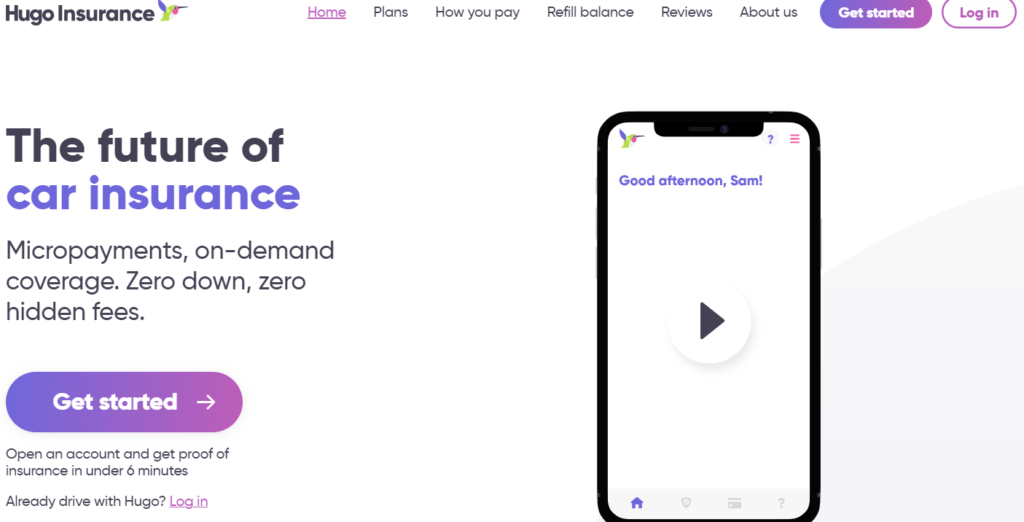 Hugo Insurance homepage