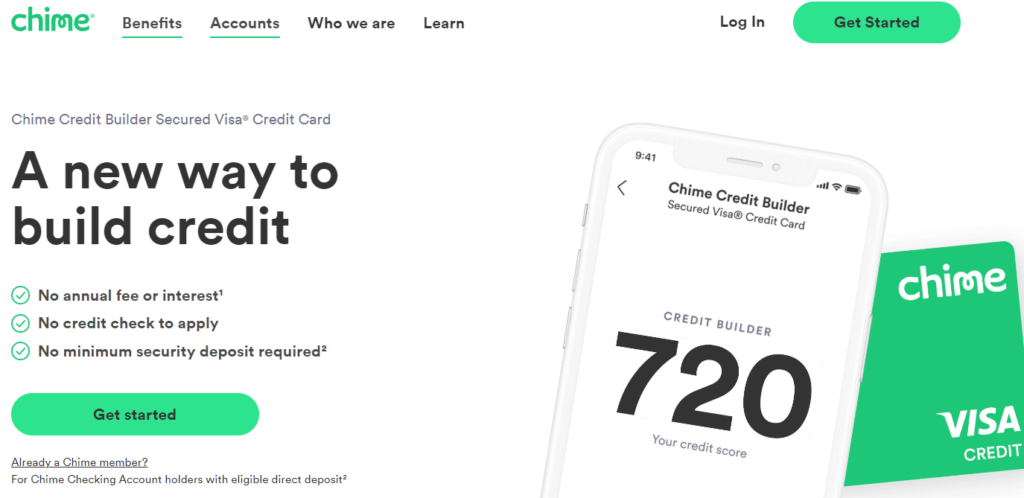 Chime credit builder page