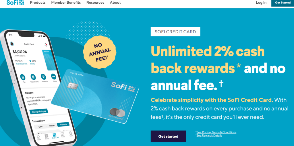 SoFi Credit Card appy page